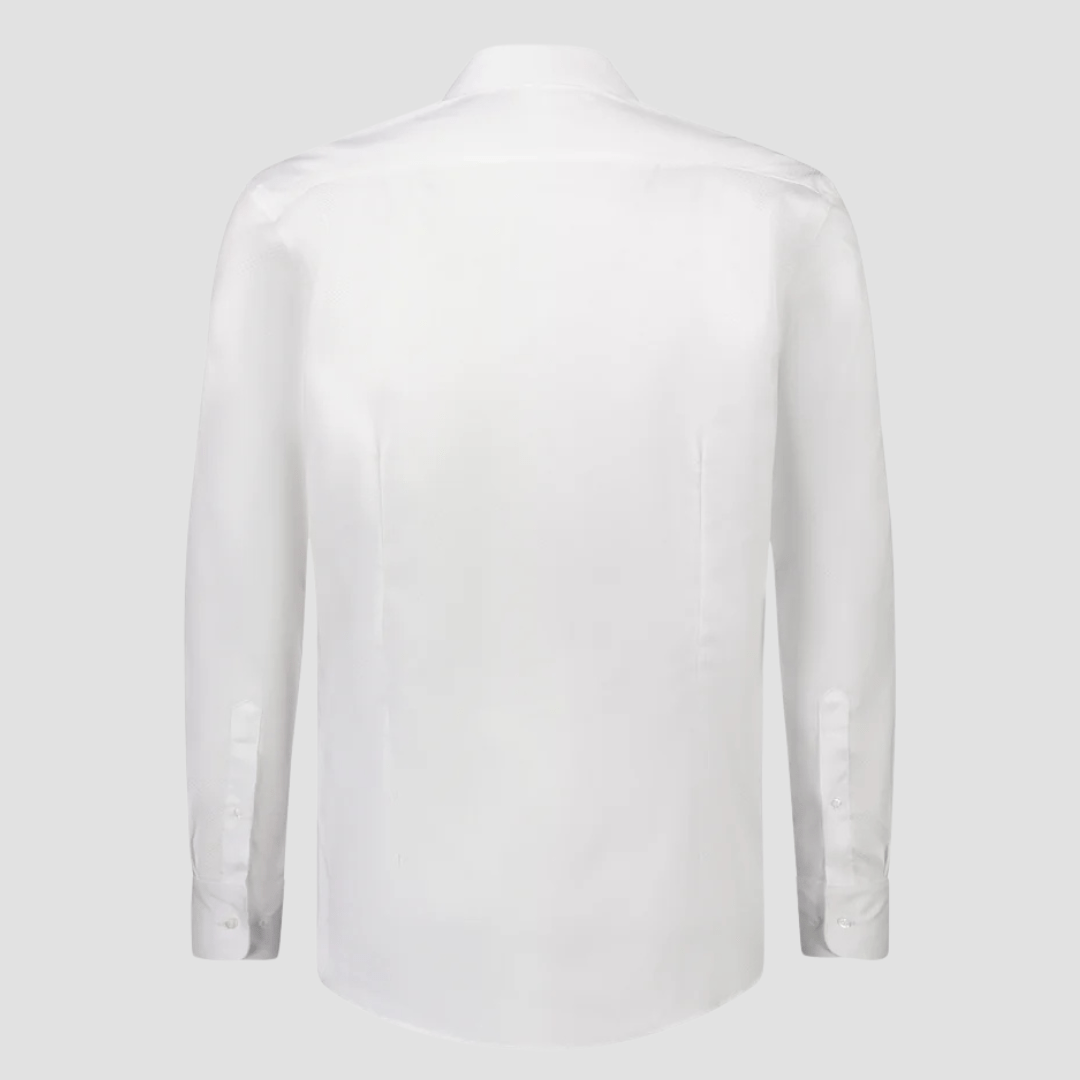 Rembrandt Mens Original Tailored Fit London Shirt in White Textured Pure Cotton