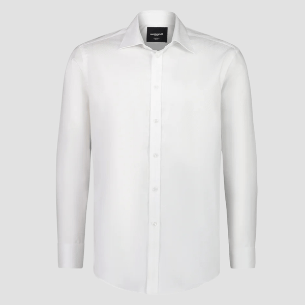 Rembrandt Mens Slim Fit London Shirt in White Textured Pure Cotton