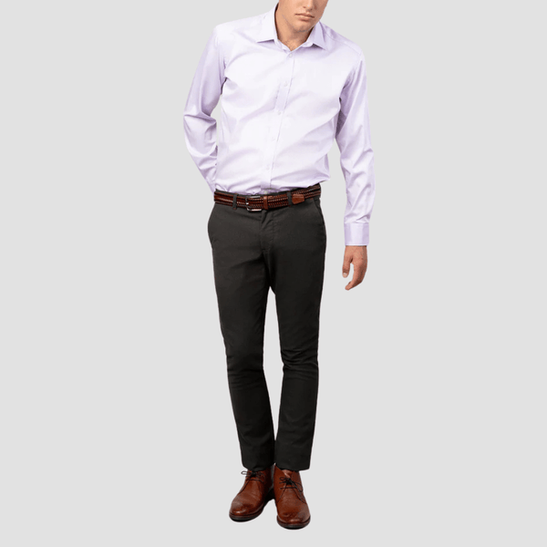 Rembrandt Mens Tailored Fit London Shirt in Lilac Pure Cotton