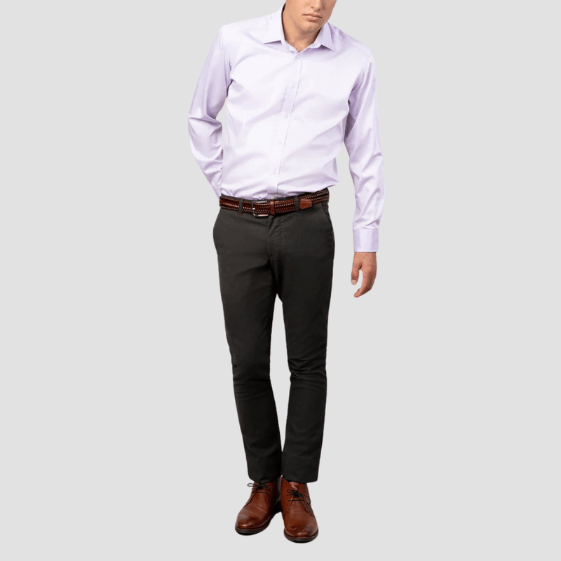 Rembrandt Mens Tailored Fit London Shirt in Lilac Pure Cotton
