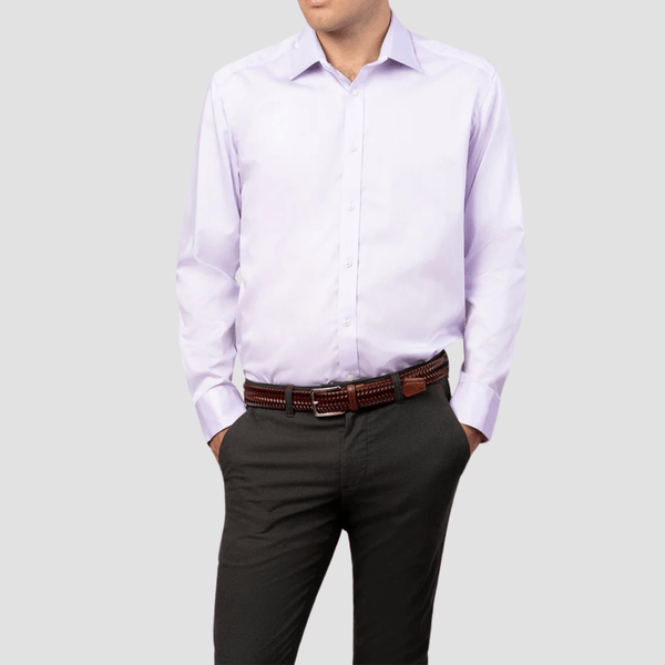 Rembrandt Mens Tailored Fit London Shirt in Lilac Pure Cotton