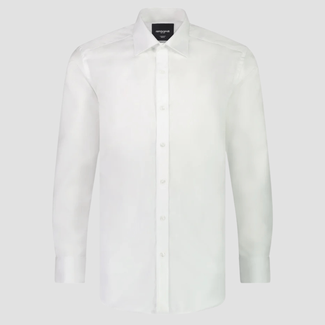 Rembrandt Mens Original Tailored Fit London Shirt in White Pure Fine Twill Cotton