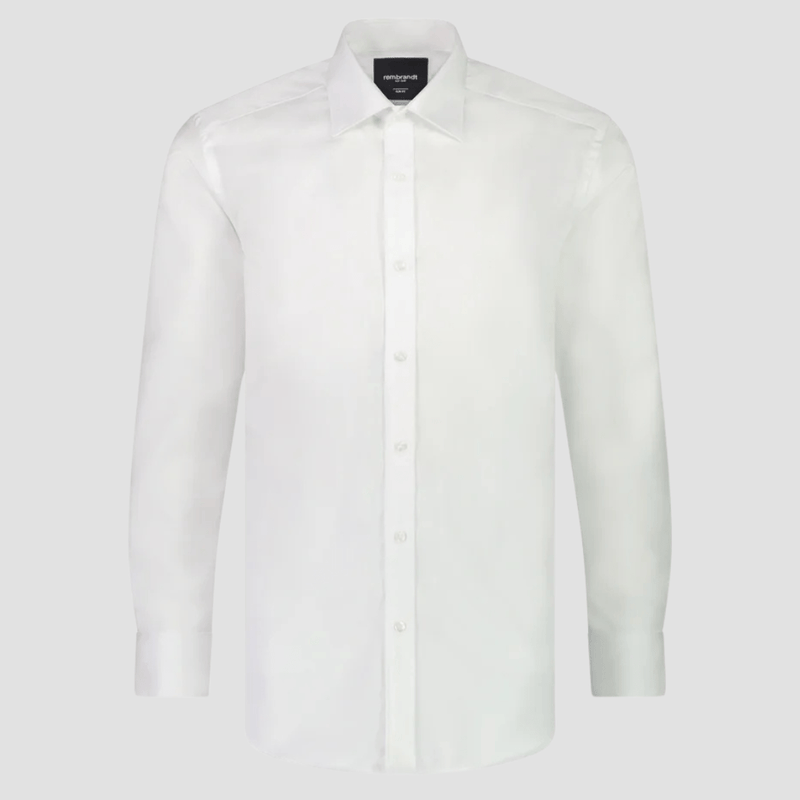 Rembrandt Mens Tailored Fit London Shirt in White Pure Fine Twill Cotton