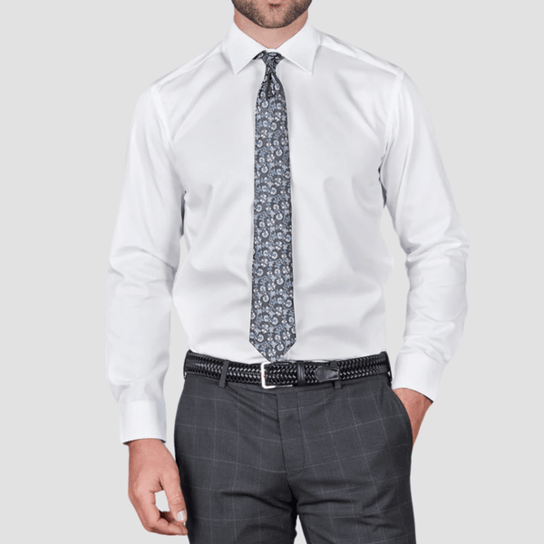 Rembrandt Mens Tailored Skinny Fit Banks Shirt in White Pure Twill Cotton