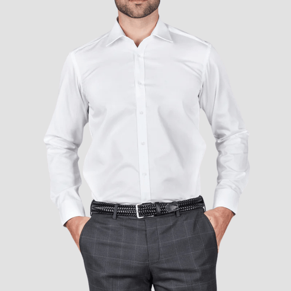 Rembrandt Mens Tailored Skinny Fit Banks Shirt in White Pure Twill Cotton