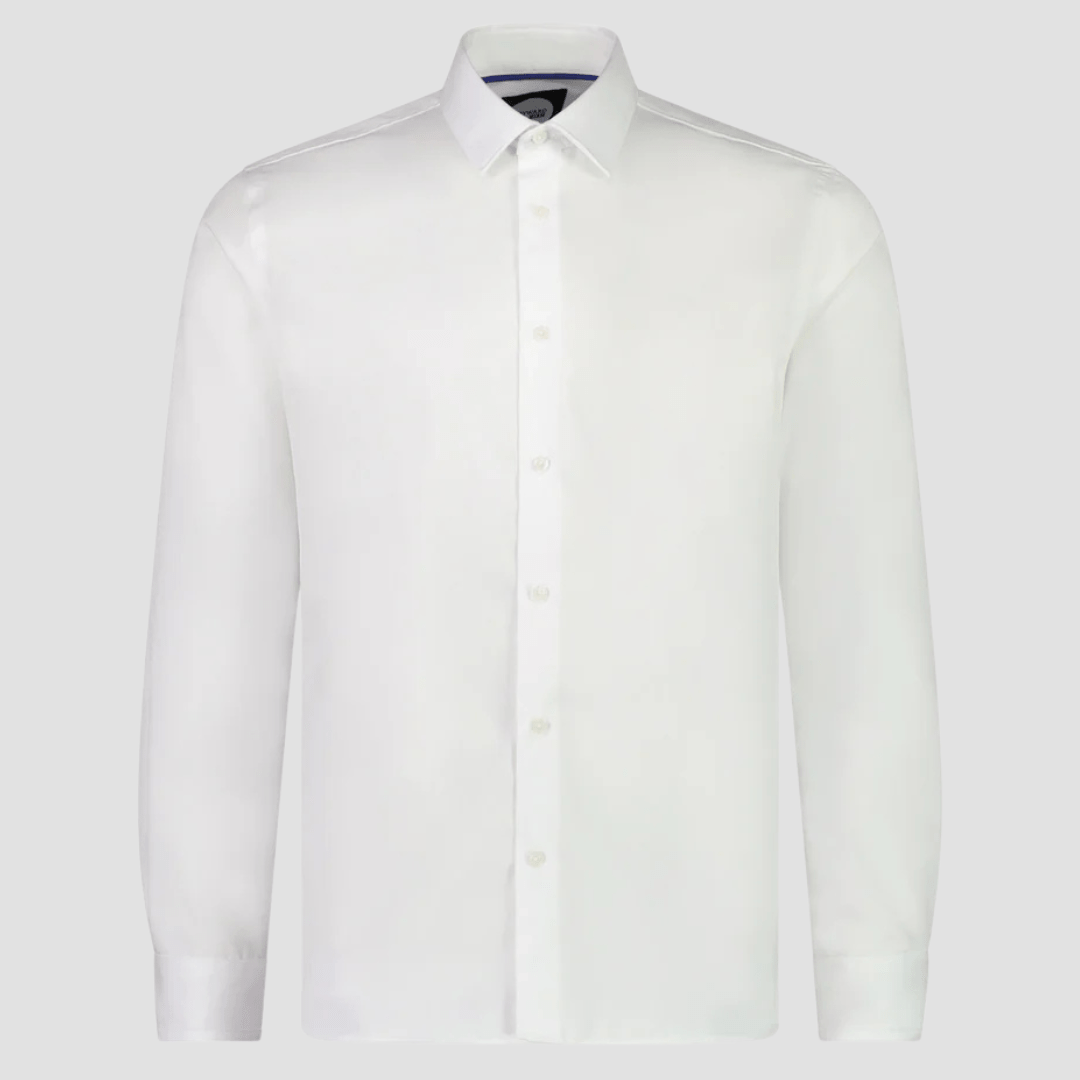 Rembrandt Mens Tailored Skinny Fit Banks Shirt in White Pure Twill Cotton