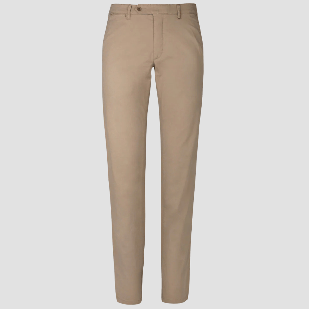 Rembrandt Relaxed Fit Tyler Mens Chino in Beige Stretch Cotton