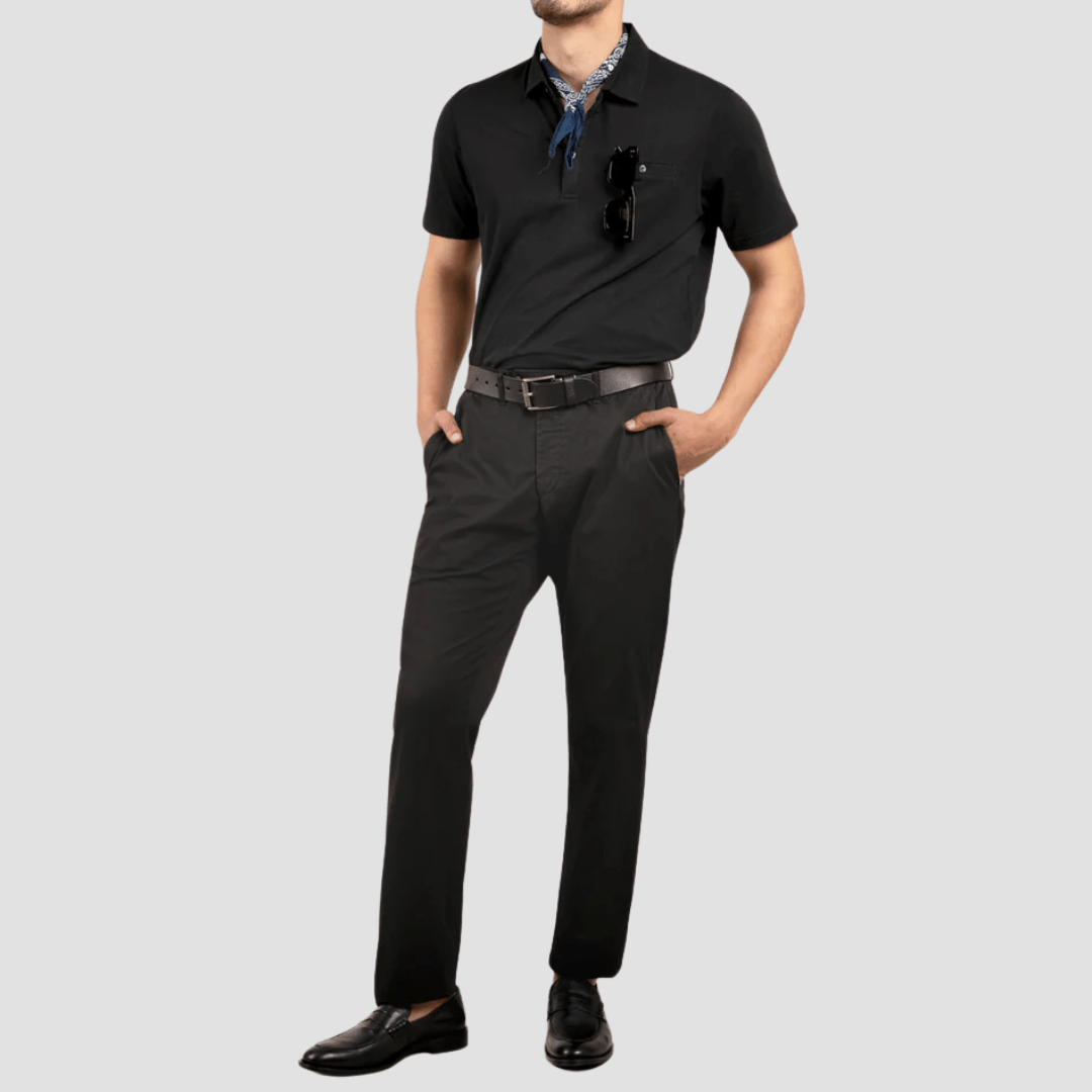 Rembrandt Relaxed Fit Tyler Mens Chino in Black Stretch Cotton