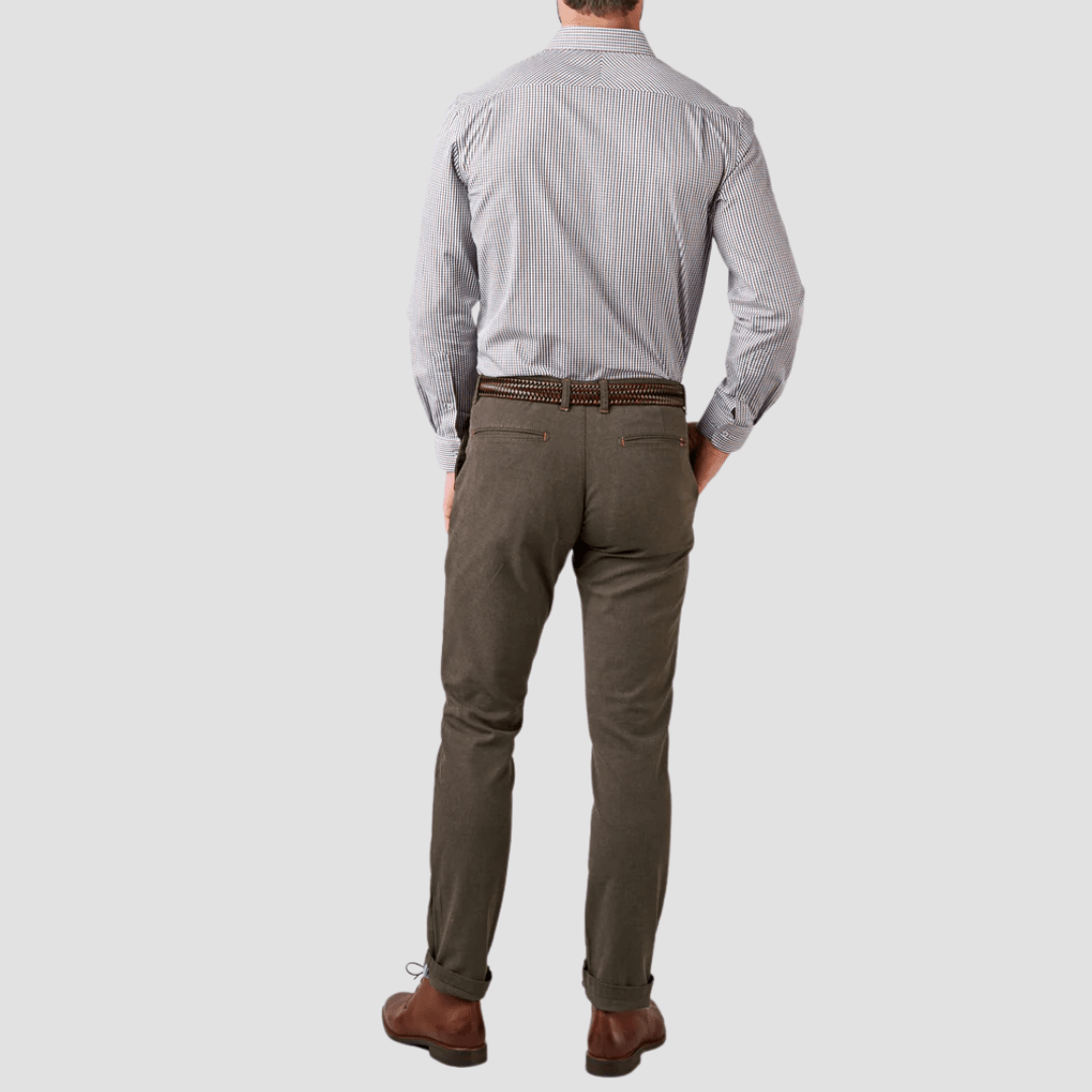 Rembrandt Relaxed Fit Tyler Mens Chino in Brown Birdseye
