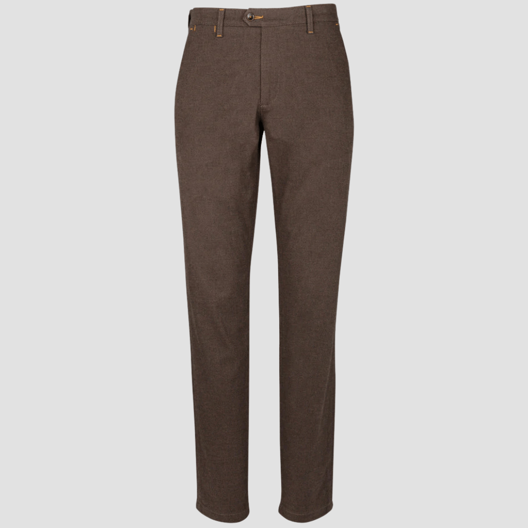 Rembrandt Relaxed Fit Tyler Mens Chino in Brown Birdseye