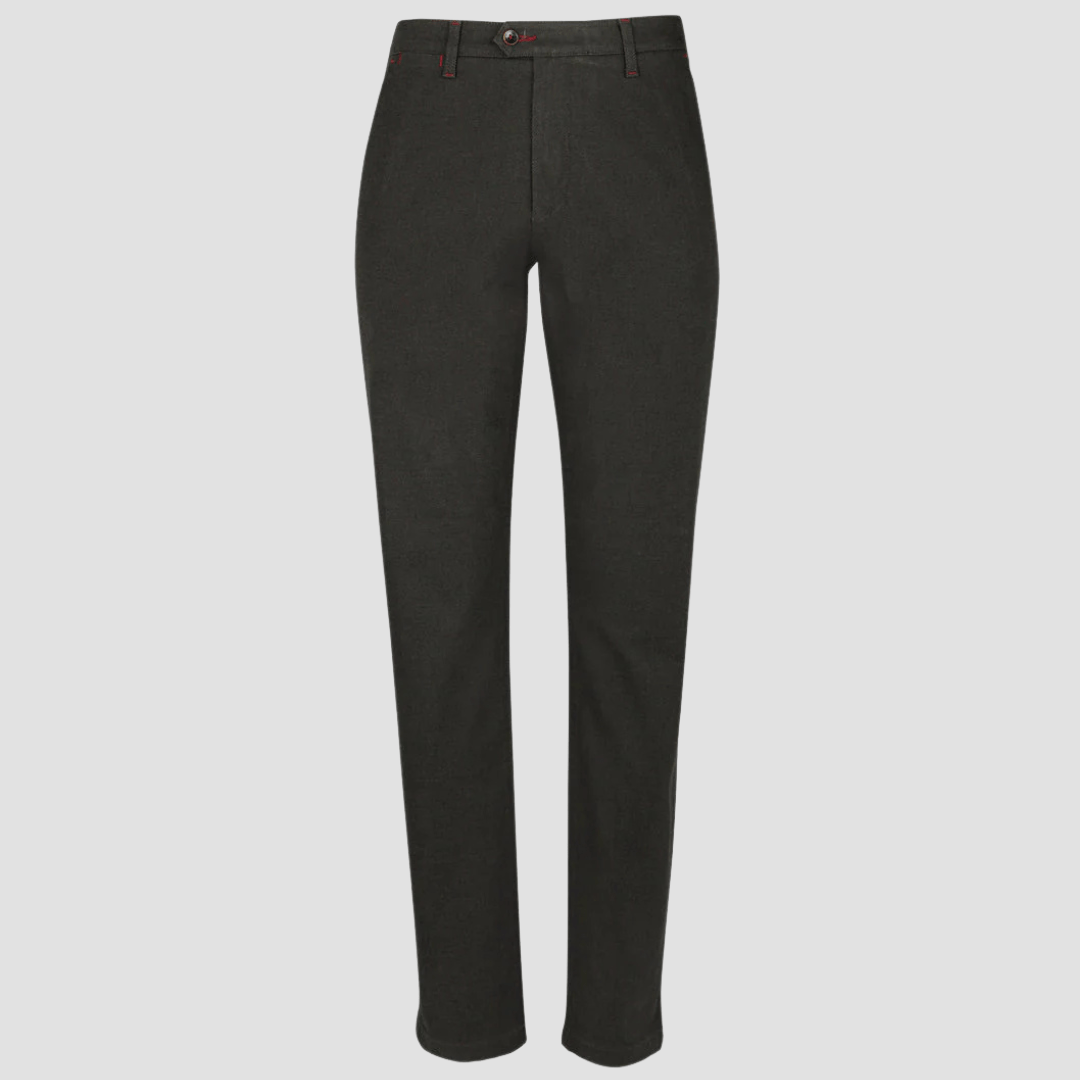 Rembrandt Relaxed Fit Tyler Mens Chino in Dark Green Birdseye