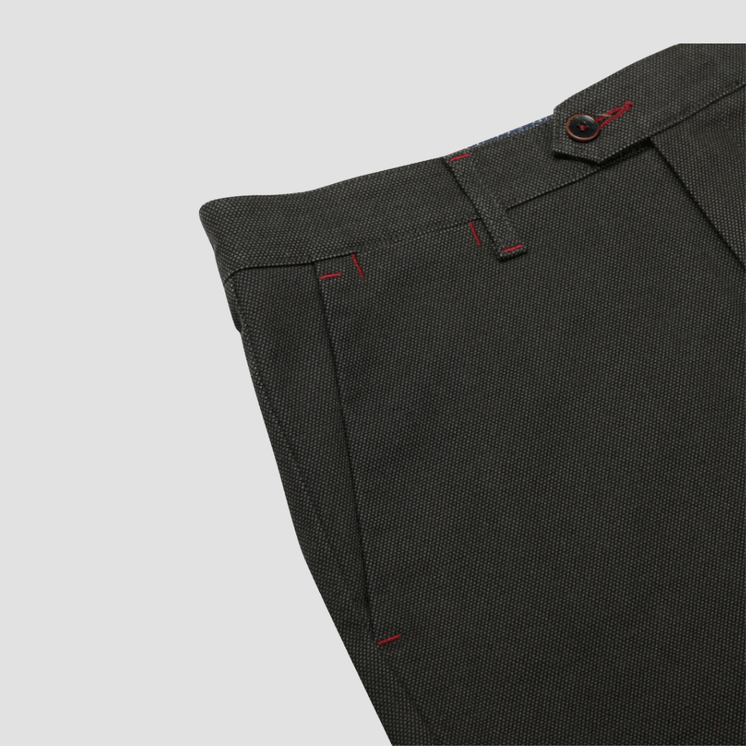 Rembrandt Relaxed Fit Tyler Mens Chino in Dark Green Birdseye