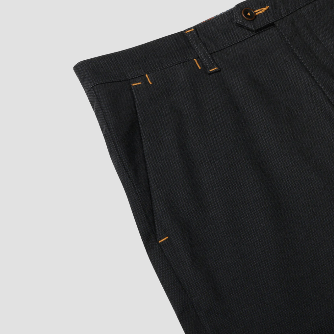 Rembrandt Relaxed Fit Tyler Mens Chino in Dark Navy Birdseye