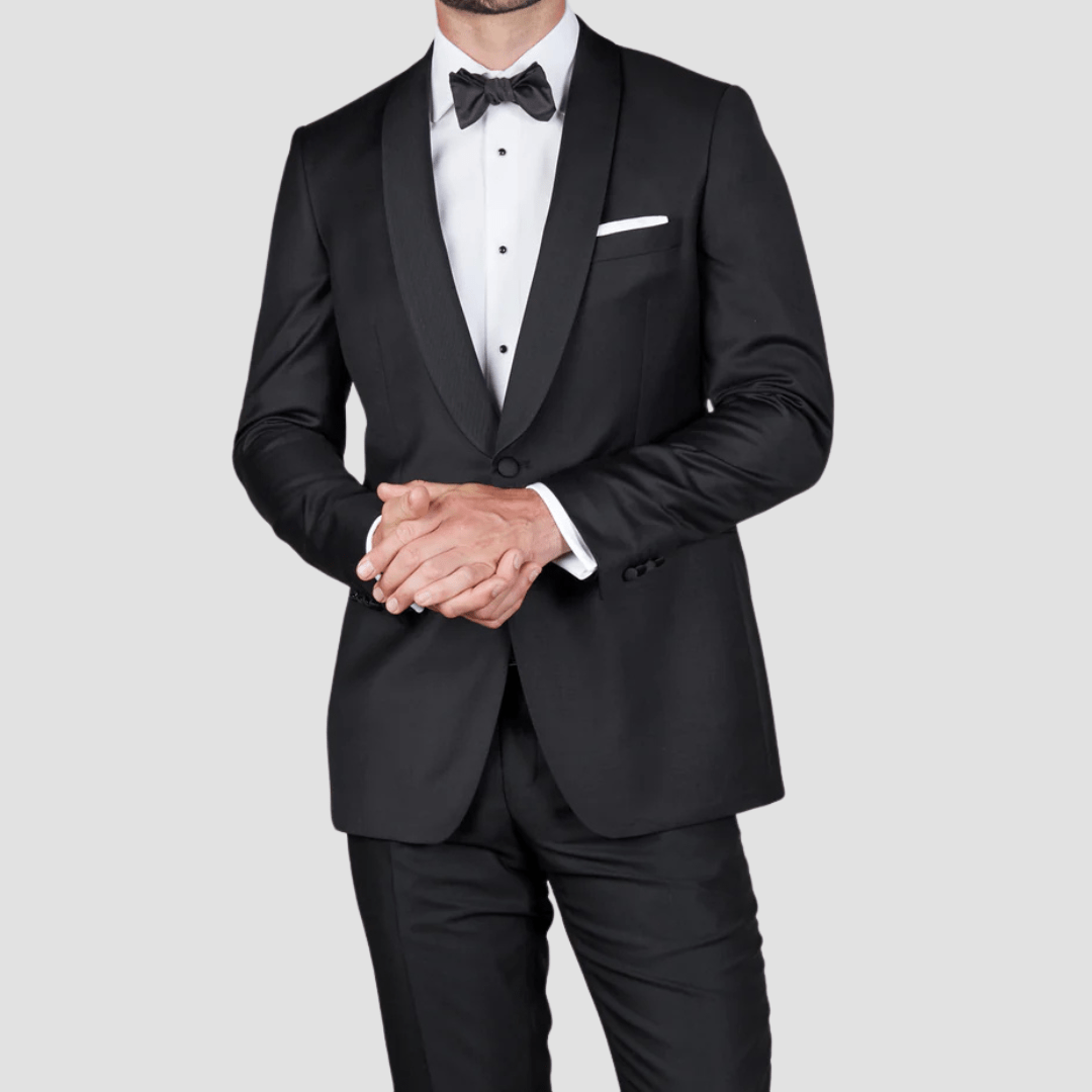 Rembrandt Slim Fit Bryan Tuxedo Suit in Black Pure Wool