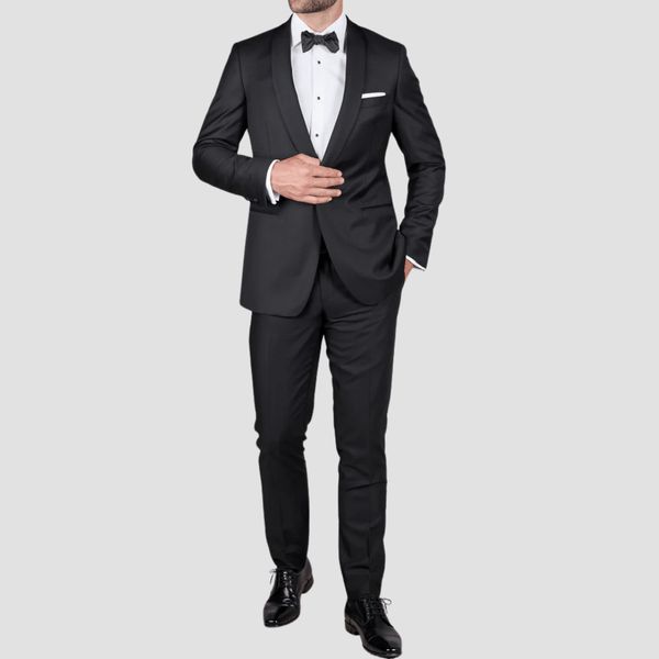 Rembrandt Slim Fit Bryan Tuxedo Suit in Black Pure Wool Big Man