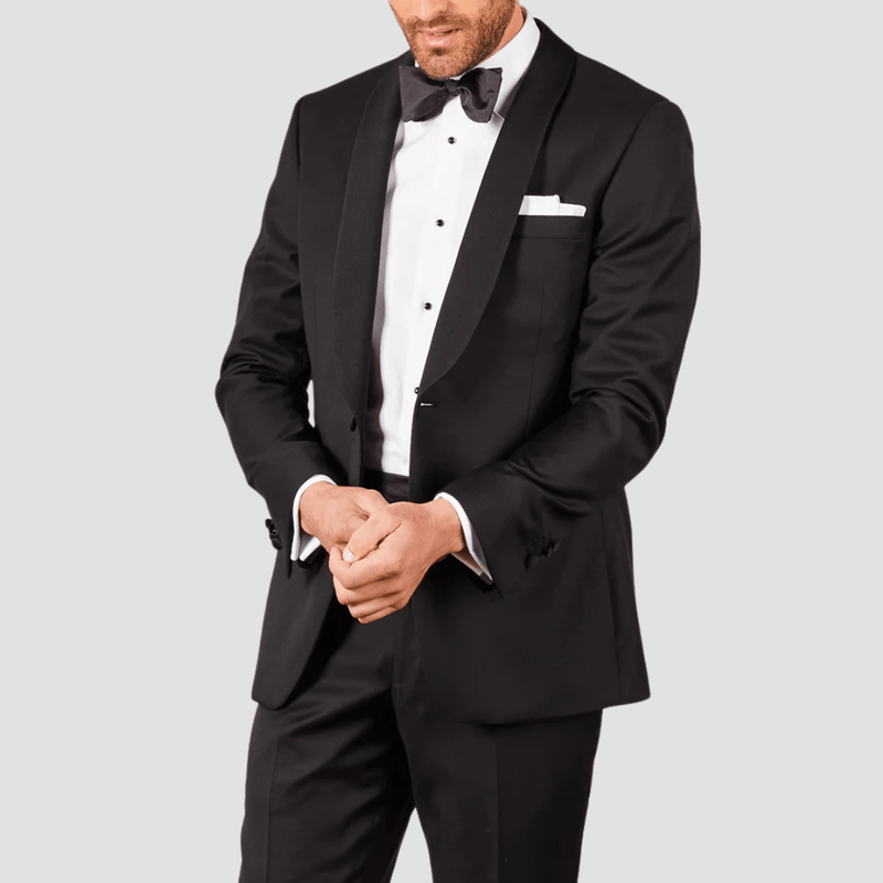 Rembrandt Slim Fit Bryan Tuxedo Suit in Black Pure Wool Big Man