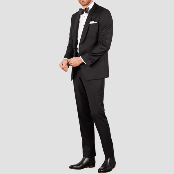 Rembrandt Slim Fit Bryan Tuxedo Suit in Black Pure Wool Big Man