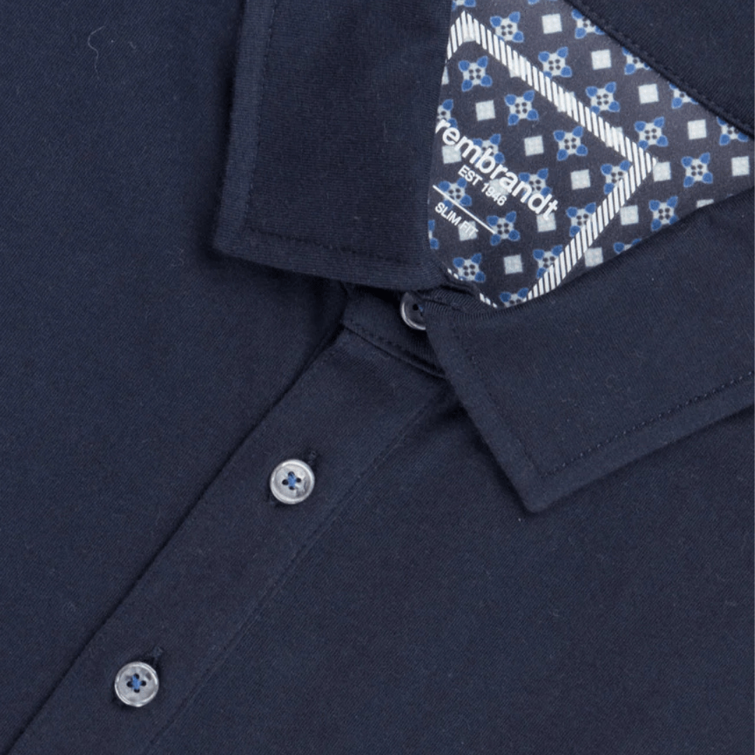 Rembrandt Slim Fit Portofino Polo in Navy Pure Cotton