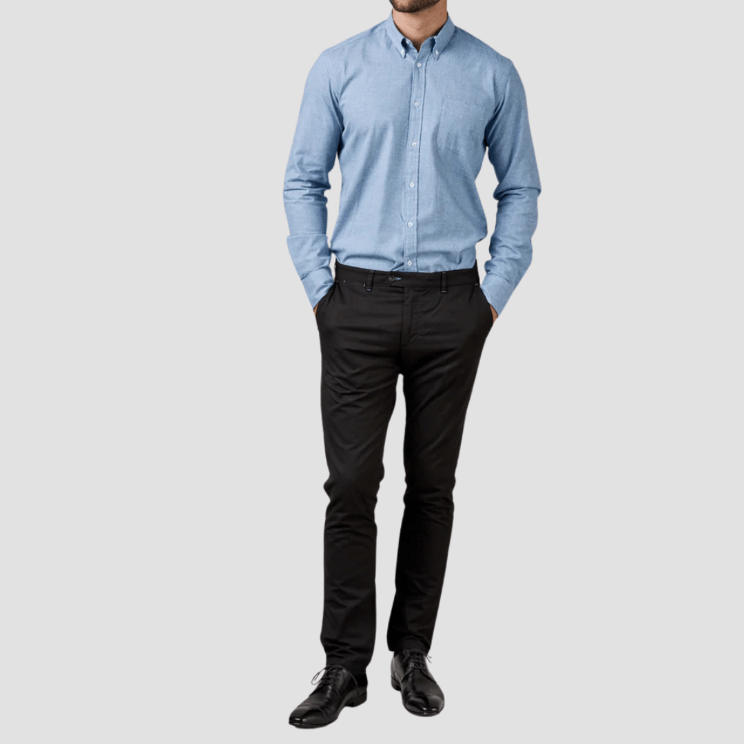 Rembrandt Slim Fit Soho Mens Chino in Black Pima Cotton Stretch