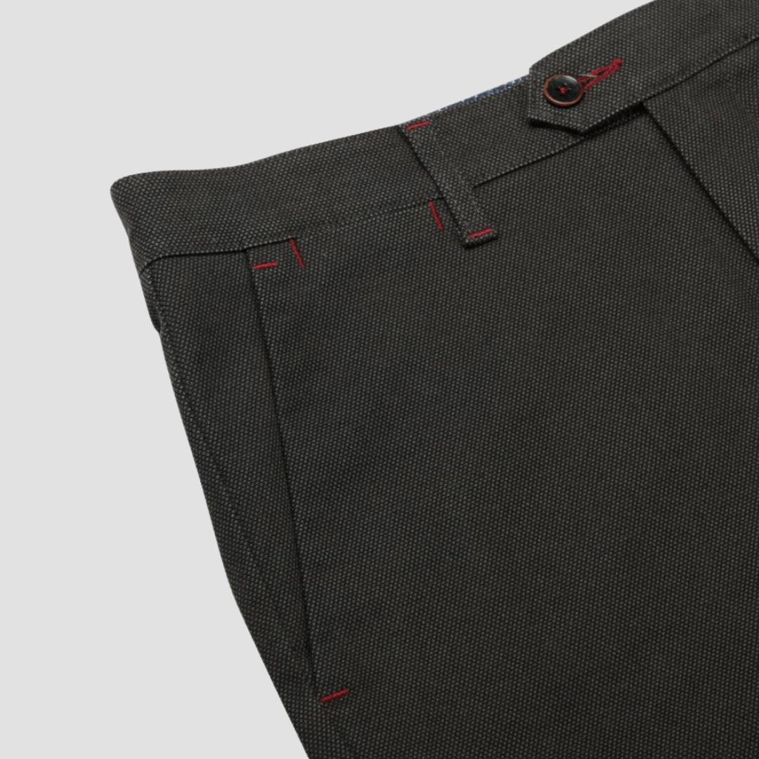 Rembrandt Slim Fit Soho Mens Chino in Dark Green Birdseye