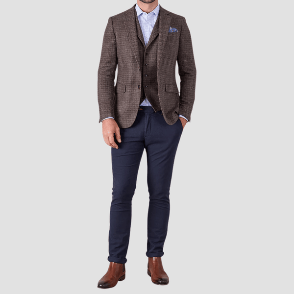 Rembrandt Slim Fit Soho Mens Chino in Dark Navy Birdseye