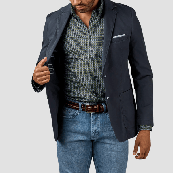 Rembrandt Slim Fit Spectre Sports Jacket in Navy Pima Cotton Stretch