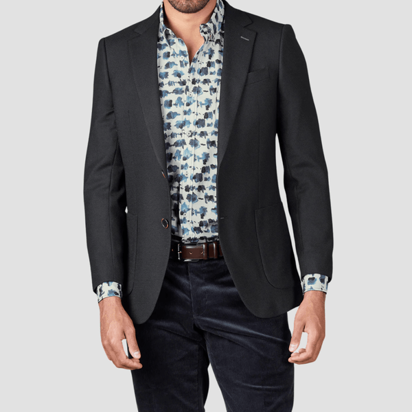 Rembrandt Tailored Fit Batten Sports Jacket in Textured Black