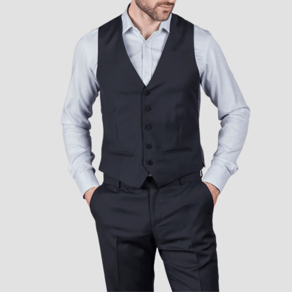 Rembrandt Tailored Fit Churchill Vest in Navy Pure Wool