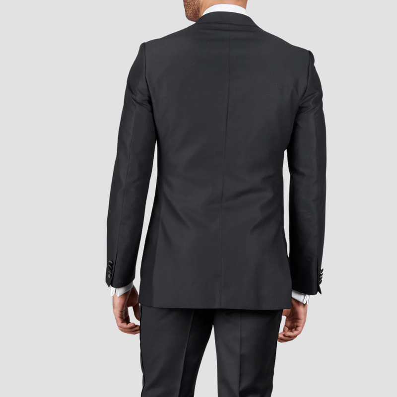 Rembrandt Trace Tuxedo Suit in Black Pure Wool