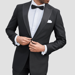 Rembrandt Trace Tuxedo Suit in Black Pure Wool