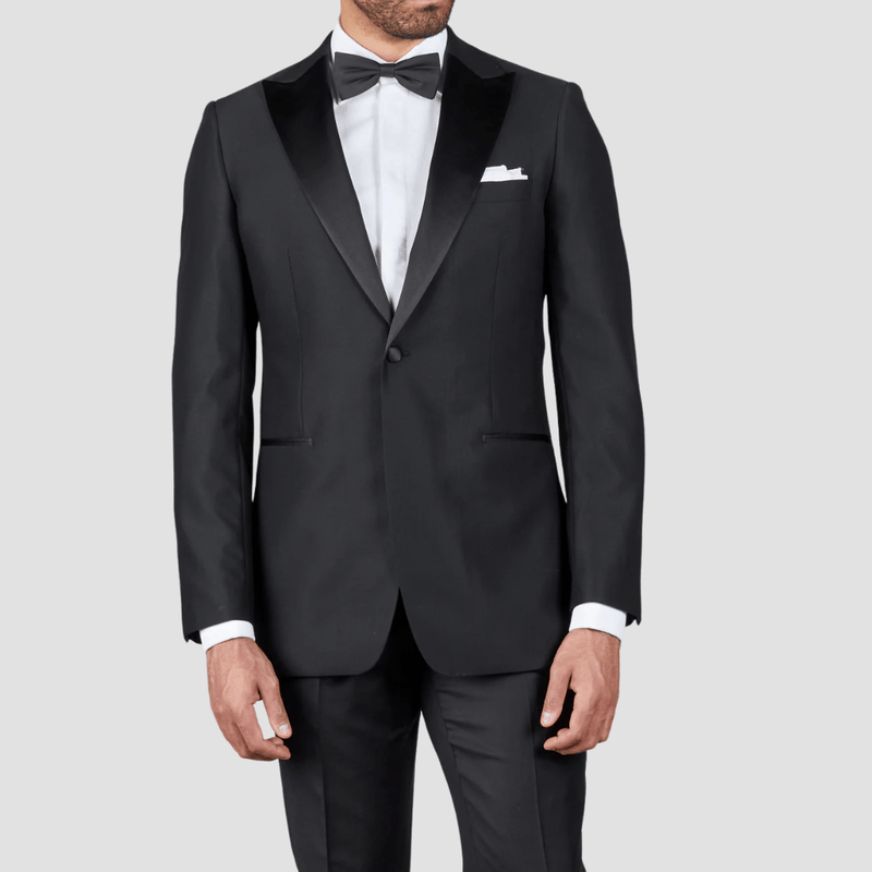 Rembrandt Trace Tuxedo Suit in Black Pure Wool