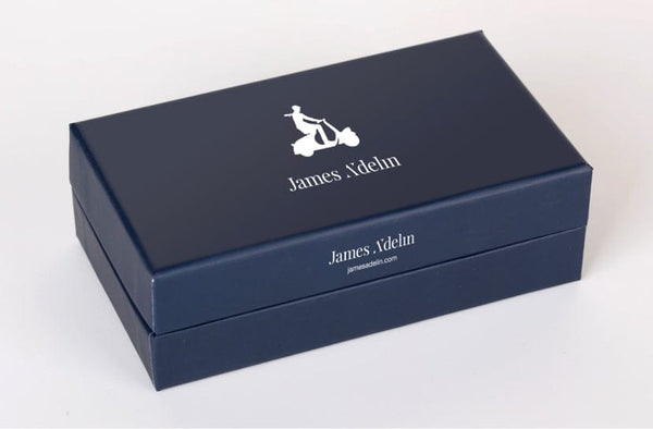 James Adelin Luxury Pure Silk Polka Dot Bow Tie in Navy/Magenta Square Weave