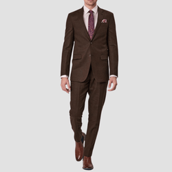 Savile Row Mens Tailored Fit Abram Suit in Brown WL8 Pure Linen
