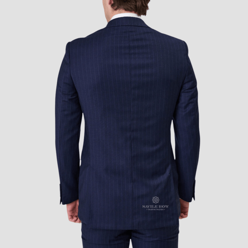 Savile Row Mens Tailored Fit Abram Suit in Navy Stripe Pure Wool SW7
