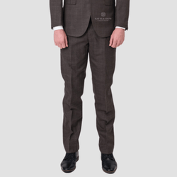 Savile Row Slim Fit Mens Jesse Trouser in Brown Micro Pattern Pure Wool M8