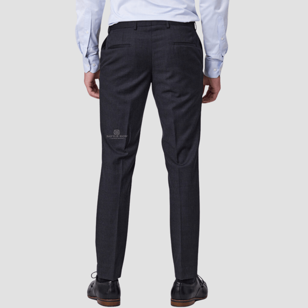 Savile Row Slim Fit Mens Jesse Trouser in Charcoal Spider B5
