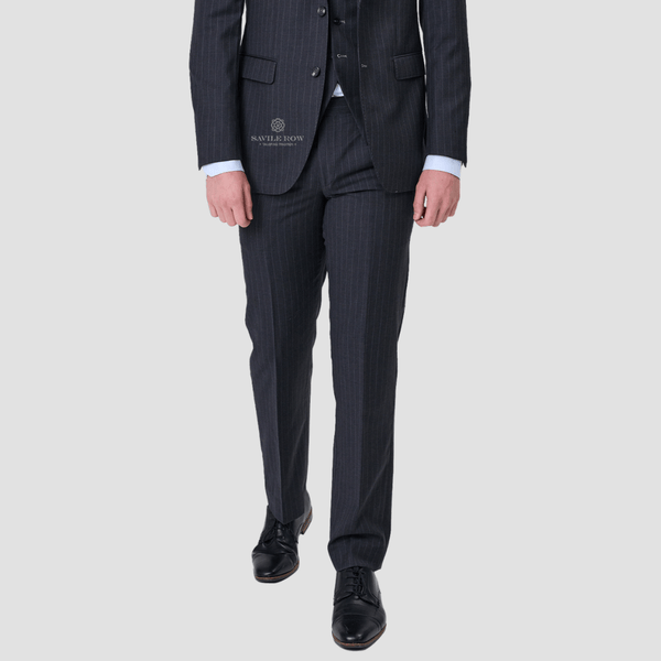 Savile Row Slim Fit Mens Jesse Trouser in Charcoal Stripe SW4