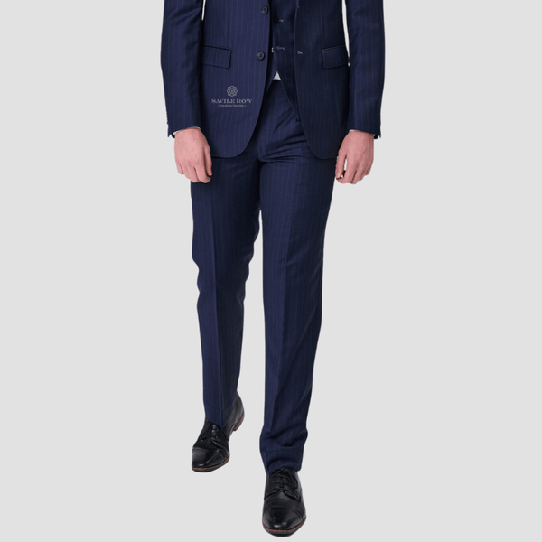 Savile Row Slim Fit Mens Jesse Trouser in Navy Stripe SW7