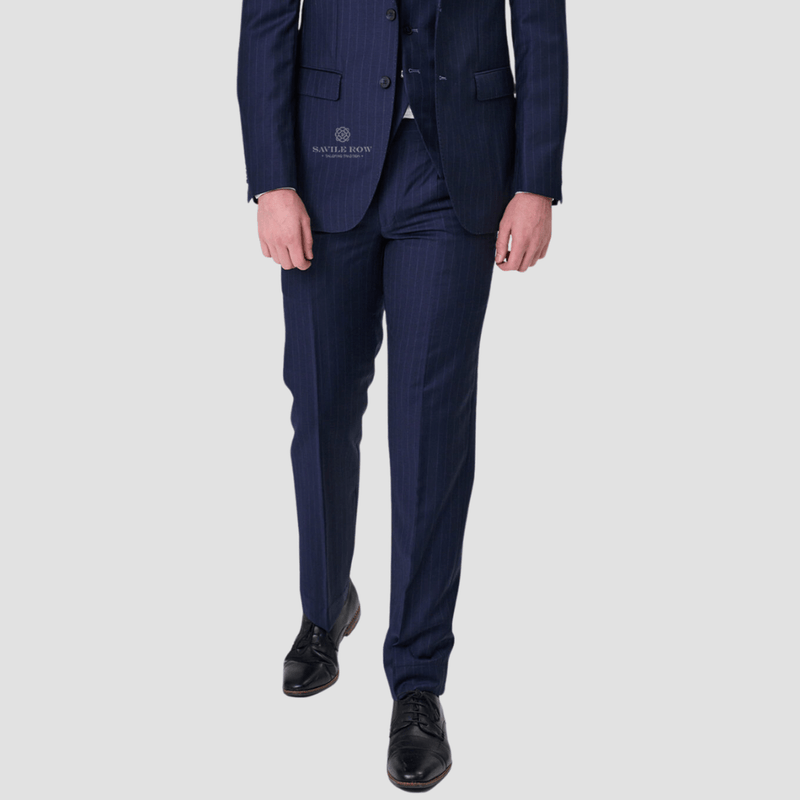 Savile Row Slim Fit Mens Jesse Trouser in Navy Stripe SW7
