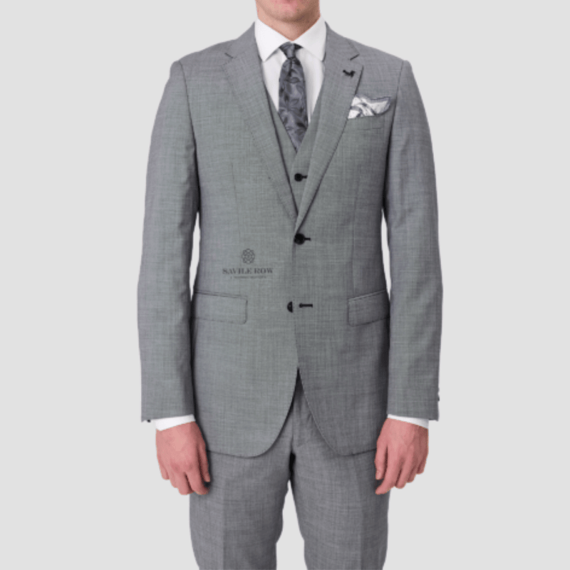 Savile Row Tailored Fit Mens Abram Suit in Chrome Grey C3 Pure Wool