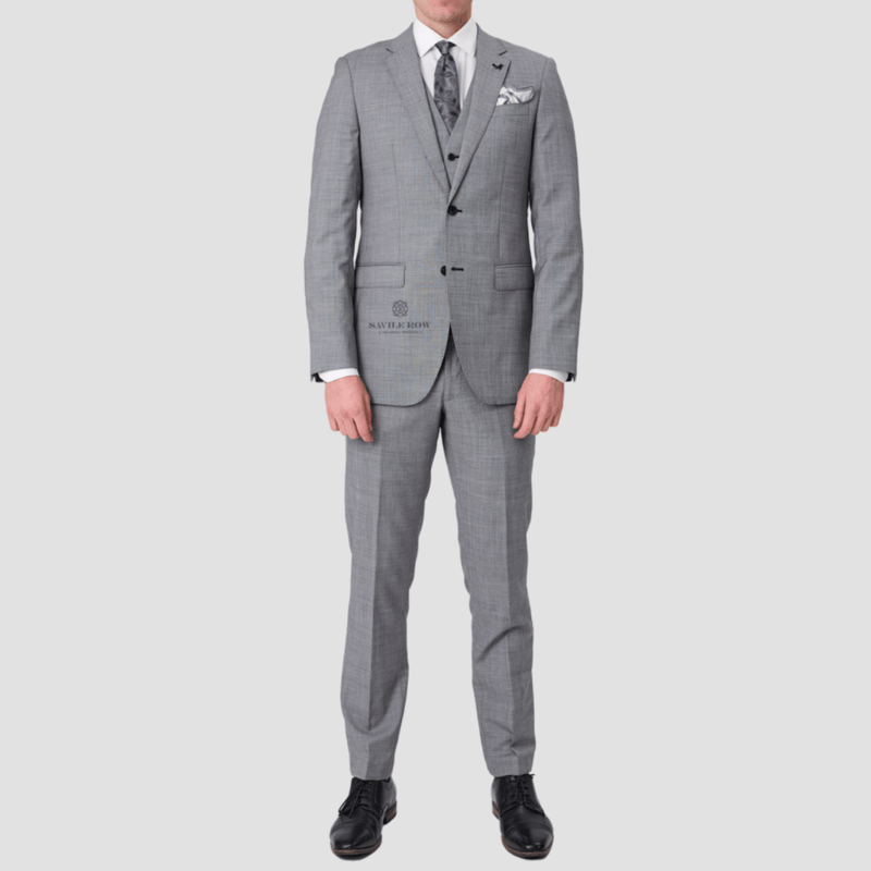 Savile Row Tailored Fit Mens Abram Suit in Chrome Grey C3 Pure Wool