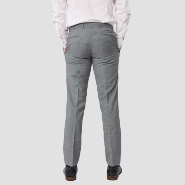 Savile Row Tailored Fit Mens Jesse Trouser in Chrome Grey C3 Pure Wool