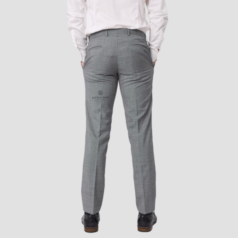 Savile Row Tailored Fit Mens Jesse Trouser in Chrome Grey C3 Pure Wool
