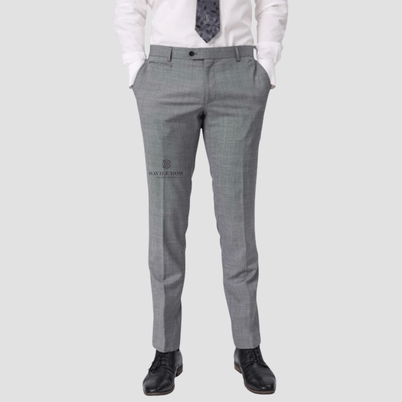 Savile Row Tailored Fit Mens Jesse Trouser in Chrome Grey C3 Pure Wool