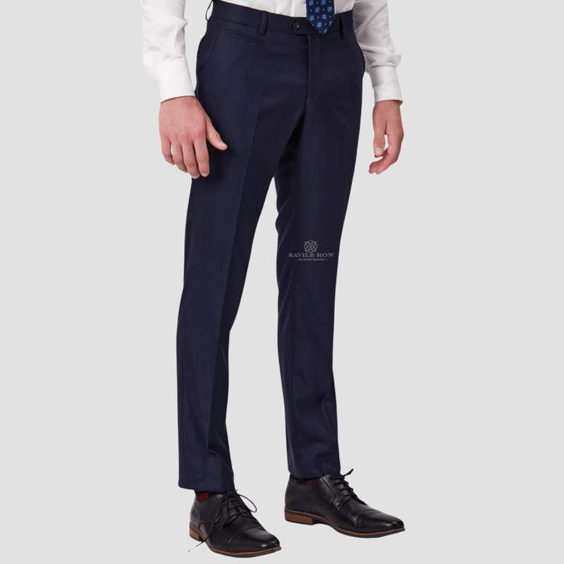Savile Row Tailored Fit Mens Jesse Trouser in Navy X7 Tasmanian Wool
