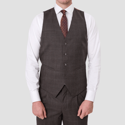 Savile Row Tailored Fit Mens Saul Vest in Brown Micro Pattern Pure Wool M8