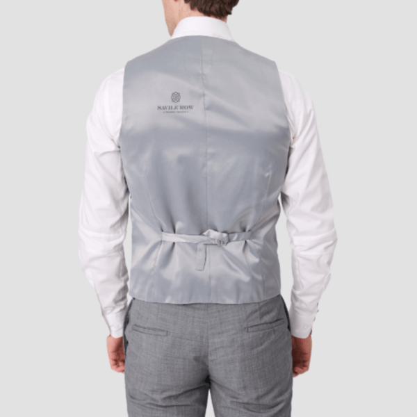Savile Row Tailored Fit Mens Saul Vest in Chrome Grey C3 Pure Wool