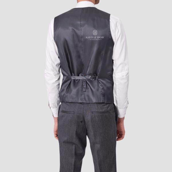 Savile Row Tailored Fit Mens Saul Vest in Grey H4 Pure Wool