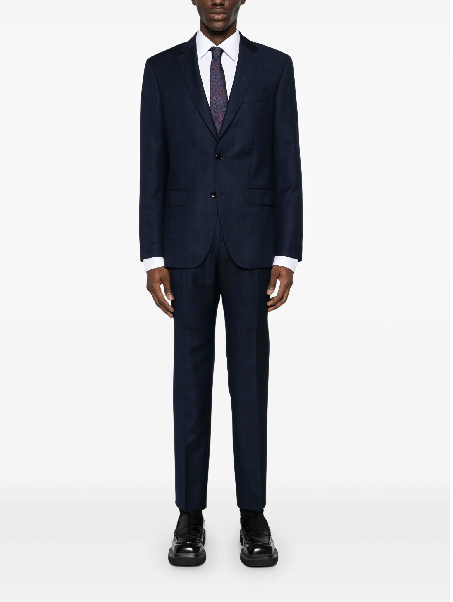 Hugo Boss Slim-Fit Suit in Dark Blue Tartan Check Suit