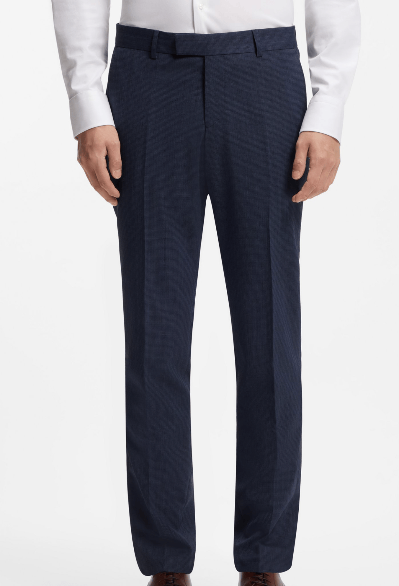 Hugo Boss Slim-Fit Suit in Micro-Patterned Stretch Virgin Wool in Dark Blue
